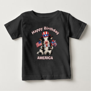 Bebé Camiseta de niño patriota con vaca (5b)