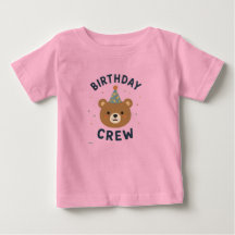 Camiseta de niño pequeño Birthday Crew Bear
