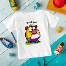 Camiseta de niños de cerdo divertida y colorida co