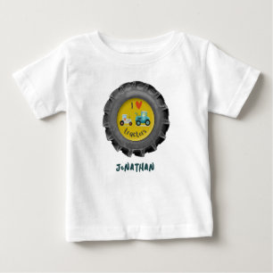 Bebé Camiseta de nombre de niño con llanta de tractor l