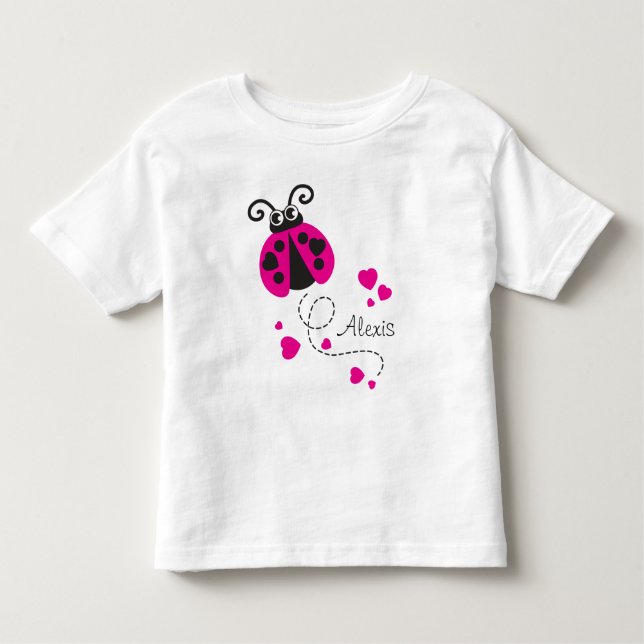 Bebé Camiseta de nombre rosado de los corazones de los  (Anverso)