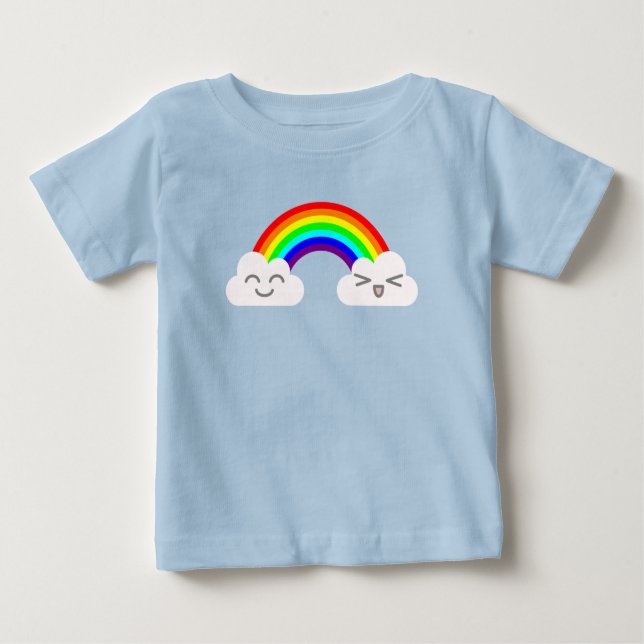 Bebé Camiseta de nubes lindas y arcoíris (Anverso)