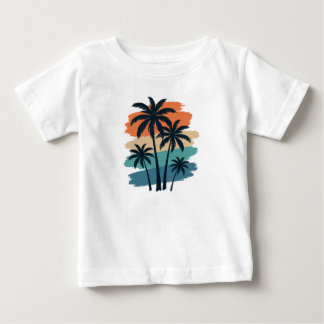 Bebé Camiseta de palmeras retro vintage – Atardecer tro