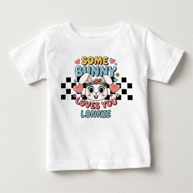 Bebé Camiseta de Pascua Algún Conejito Te Ama Niño Pequ (Anverso)