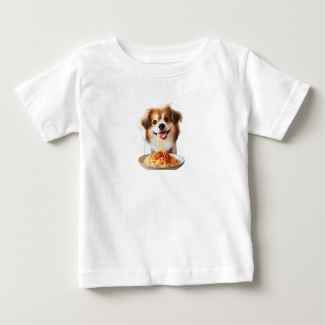 Bebé camiseta de perro amante de los espaguetis (Anverso)