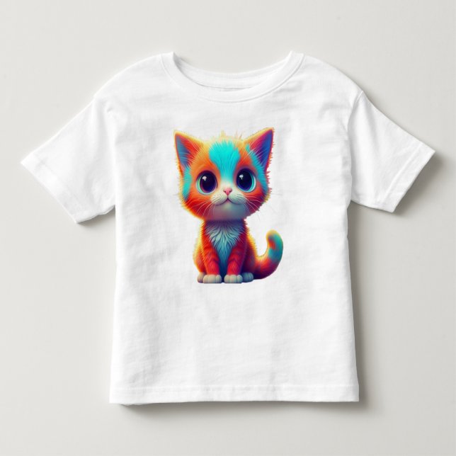 Bebé Camiseta de Personalizado gatita color arcoiris (Anverso)