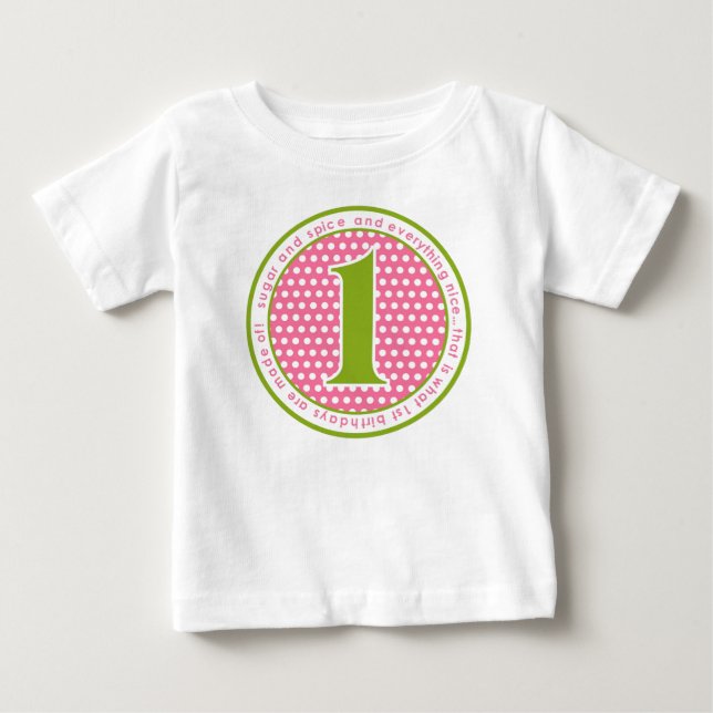 Bebé Camiseta de primer cumpleaños con azúcar y especia (Anverso)
