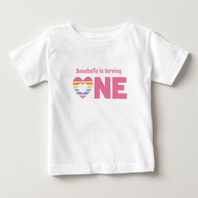Bebé Camiseta de primer cumpleaños con corazón (Anverso)