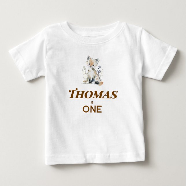 Bebé Camiseta de primer cumpleaños con tema de bosque (Anverso)