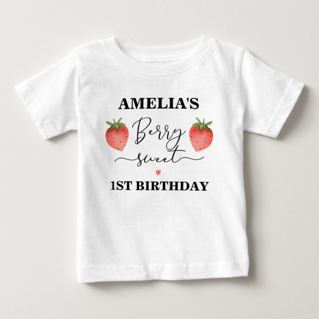 Bebé Camiseta de primer cumpleaños de fresa Berry (Anverso)
