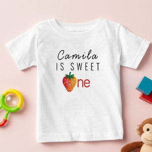 Bebé Camiseta de primer cumpleaños de fresa dulce