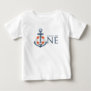 Bebé Camiseta de primer cumpleaños de niño náutico