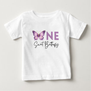 Bebé Camiseta de primer cumpleaños One Sweet Butterfly