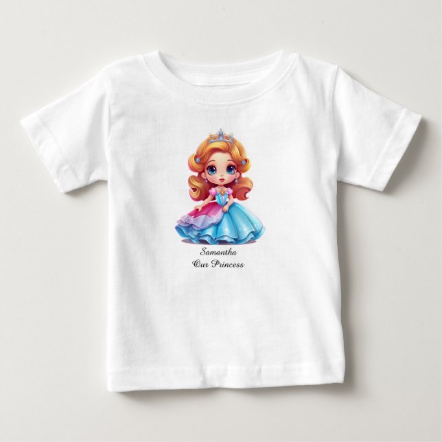 Bebé Camiseta de princesa con texto editable (Anverso)