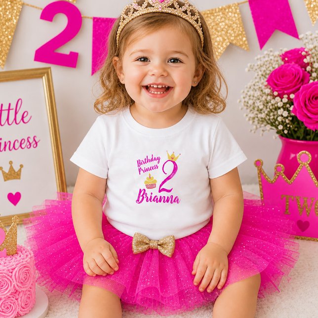 Bebé Camiseta de Princesa de Cumpleaños para Segunda Cu (Birthday Princess Second Birthday Girl Shirt)