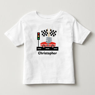 Bebé Camiseta de Racecar con elefante