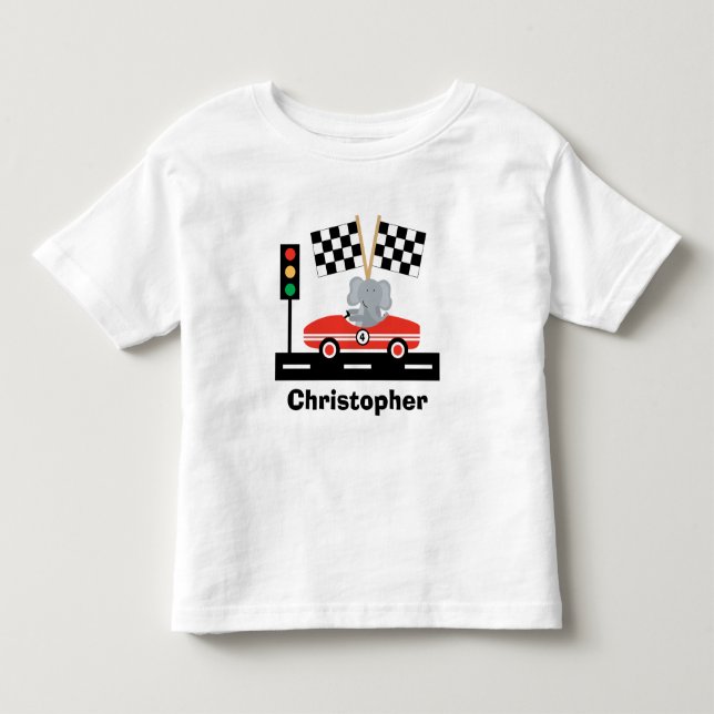 Bebé Camiseta de Racecar con elefante (Anverso)