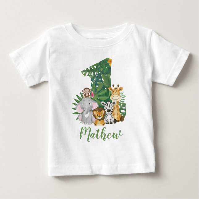 Bebé Camiseta de Safari salvaje de primer cumpleaños pa (Anverso)