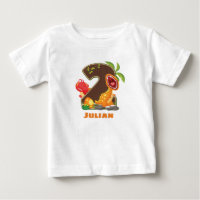 Camiseta de segundo cumpleaños personalizada Dino