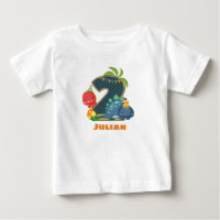 Camiseta de segundo cumpleaños personalizada Dino