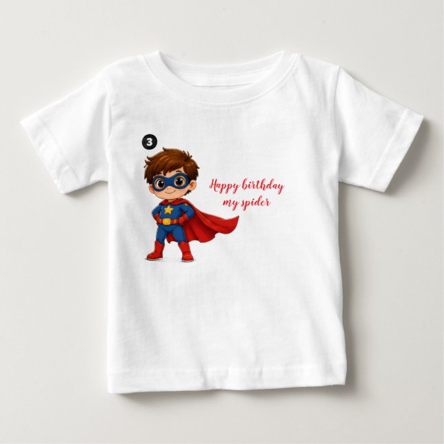 Bebé Camiseta de superhéroe para cumpleaños de niño peq (Anverso)