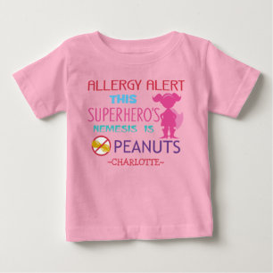 Bebé Camiseta de Superheroínas Alerta de Alergia a Maní