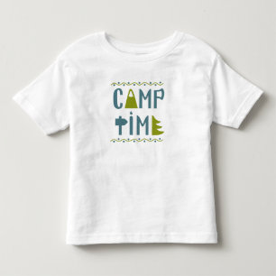 Bebé Camiseta de tiempo de campamento verde azul natura