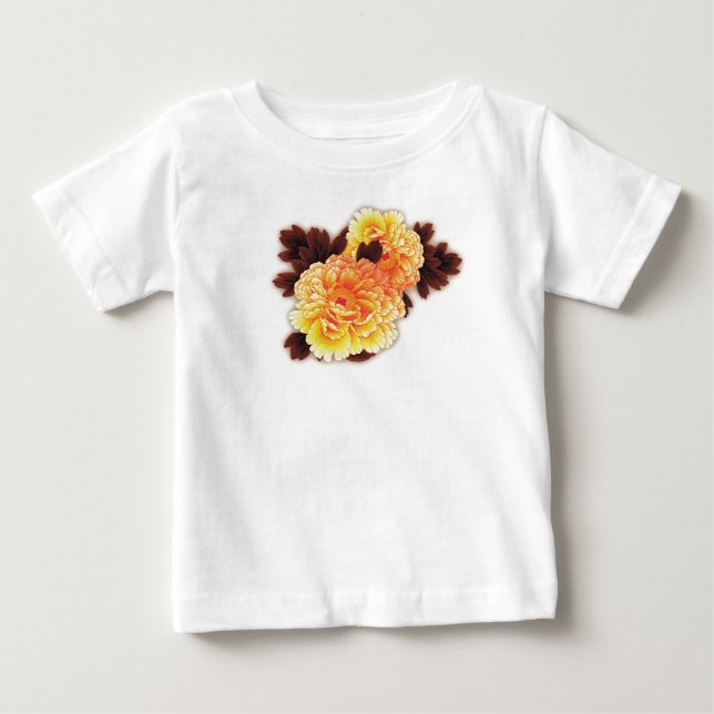 BEBÉ CAMISETA DE TODDLERS CON FLORES NOMBRE PERSONALIZA (Anverso)