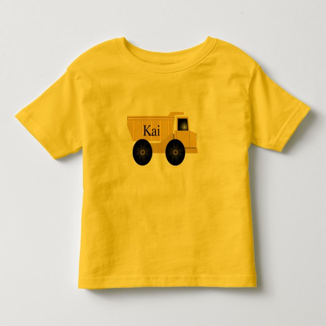 Bebé Camiseta de un camión de volquete amarillo Kai (Anverso)