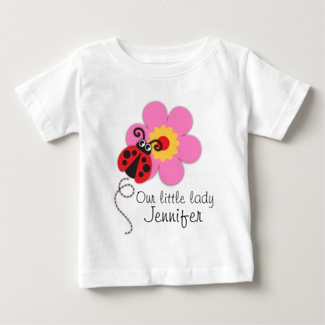 Bebé Camiseta de una mujer rosa roja chicas de mariquit (Anverso)