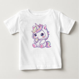 Bebé Camiseta de unicornio chibi lindo
