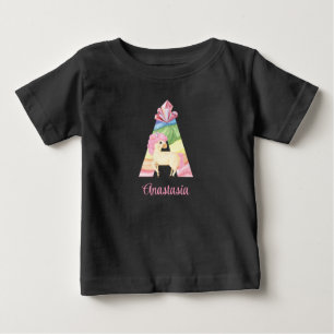Bebé Camiseta de unicornio con la letra A