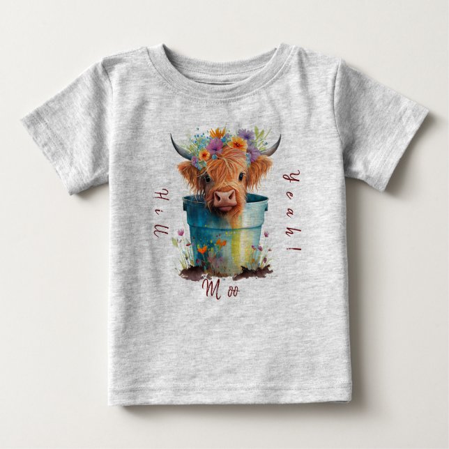 Bebé Camiseta de vaca Highland (Anverso)