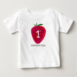 Bebé Camiseta del Chica del primer cumpleaños de fresa