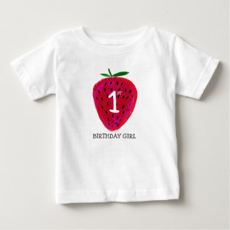 Bebé Camiseta del Chica del primer cumpleaños de fresa