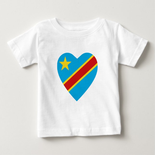 Bebé Camiseta del corazón con bandera de Congo-Kinshasa (Anverso)