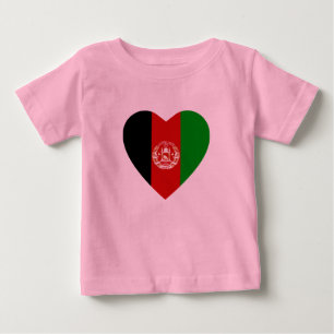Bebé Camiseta del corazón de la bandera de Afganistán