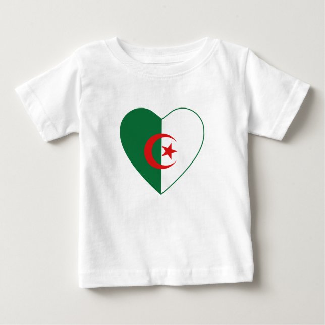 Bebé Camiseta del corazón de la bandera de Argelia (Anverso)