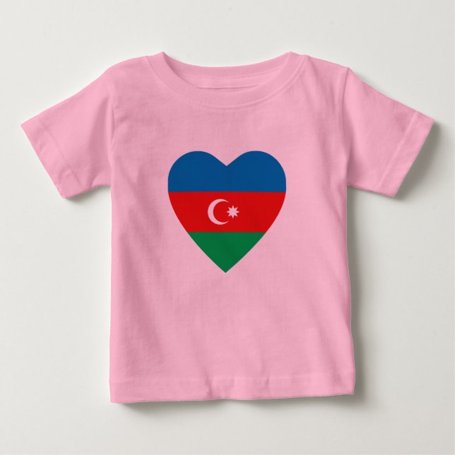 Bebé Camiseta del corazón de la bandera de Azerbaiyán (Anverso)