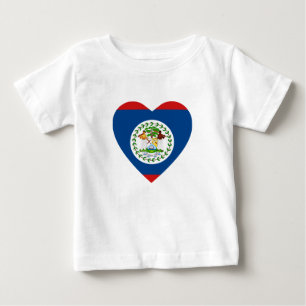 Bebé Camiseta del corazón de la bandera de Belice