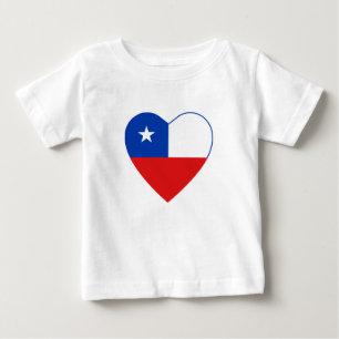 Bebé Camiseta del corazón de la bandera de Chile