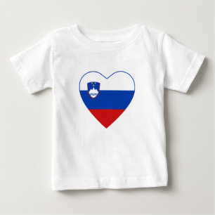 Bebé Camiseta del corazón de la bandera de Eslovenia