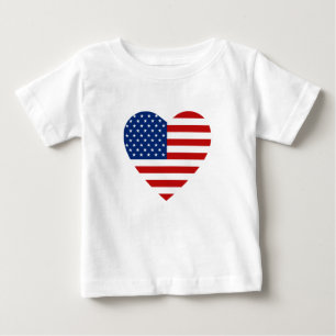 Bebé Camiseta del corazón de la bandera de Estados Unid