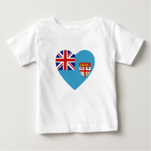 Bebé Camiseta del corazón de la bandera de Fiji