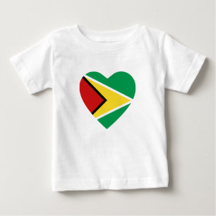 Bebé Camiseta del corazón de la bandera de Guyana