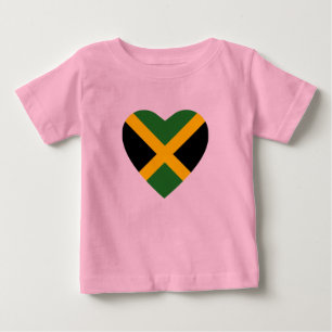 Bebé Camiseta del corazón de la bandera de Jamaica
