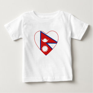 Bebé Camiseta del corazón de la bandera de Nepal