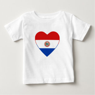 Bebé Camiseta del corazón de la bandera de Paraguay