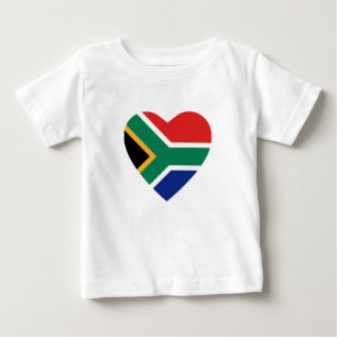 Bebé Camiseta del corazón de la bandera de Suráfrica