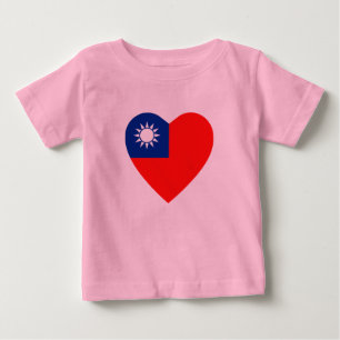 Bebé Camiseta del corazón de la bandera de Taiwán